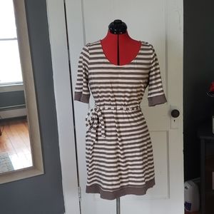 Brown/cream striped Banana Republic dress